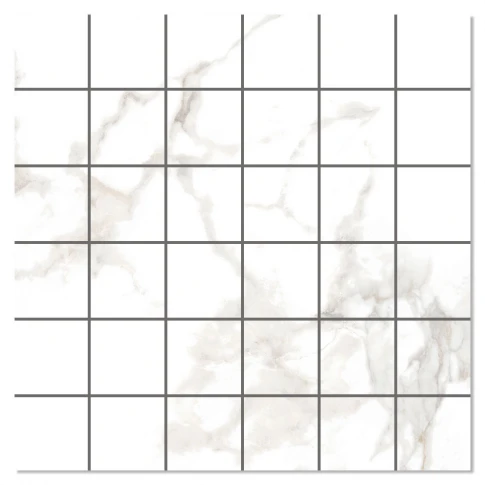 Marmor Mosaik Klinker Varenna Vit Satin 30x30 (5x5) cm